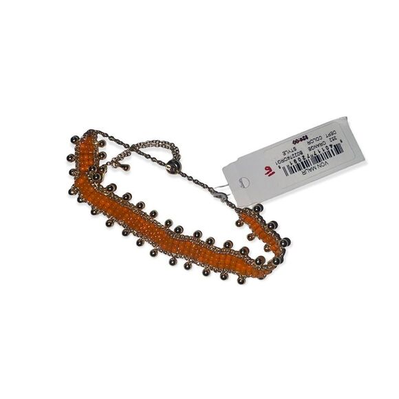 NWT Panacea Orange Gold Beaded Adjustable Bracelet - Picture 1 of 5